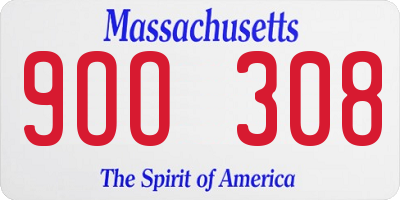 MA license plate 9OO308