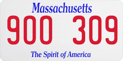 MA license plate 9OO309