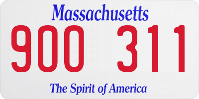 MA license plate 9OO311