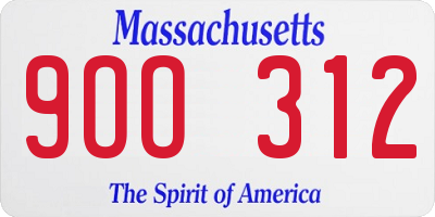 MA license plate 9OO312