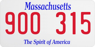 MA license plate 9OO315