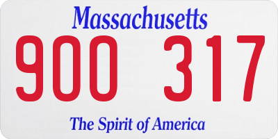 MA license plate 9OO317