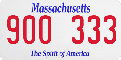 MA license plate 9OO333