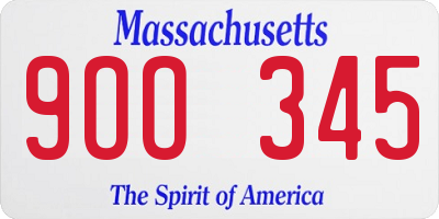 MA license plate 9OO345