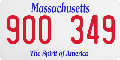 MA license plate 9OO349
