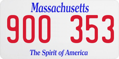 MA license plate 9OO353