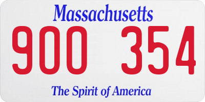 MA license plate 9OO354
