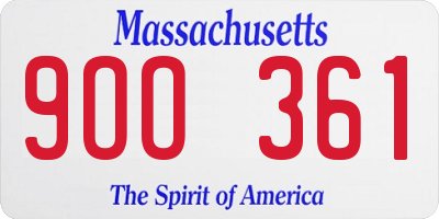 MA license plate 9OO361