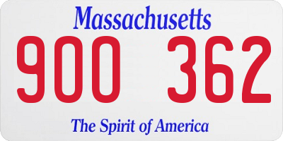 MA license plate 9OO362