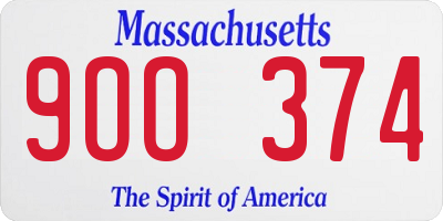 MA license plate 9OO374