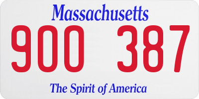 MA license plate 9OO387