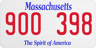 MA license plate 9OO398