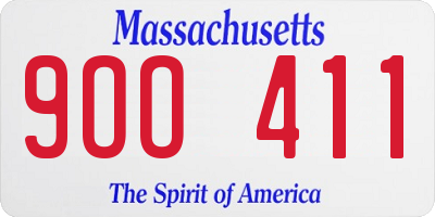 MA license plate 9OO411