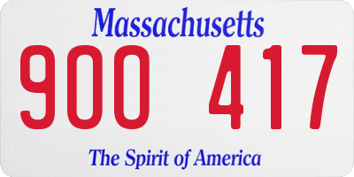 MA license plate 9OO417