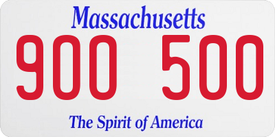 MA license plate 9OO500