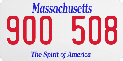 MA license plate 9OO508