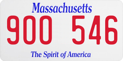 MA license plate 9OO546