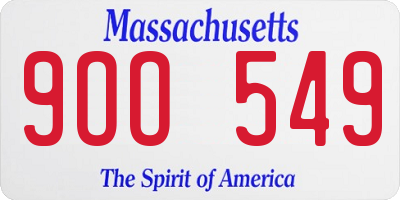 MA license plate 9OO549