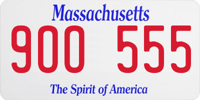 MA license plate 9OO555