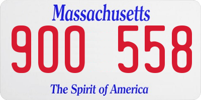 MA license plate 9OO558
