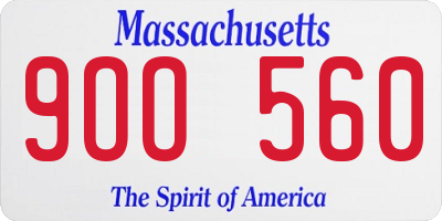 MA license plate 9OO560