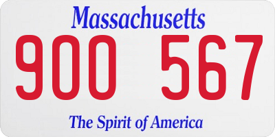 MA license plate 9OO567
