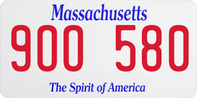 MA license plate 9OO580