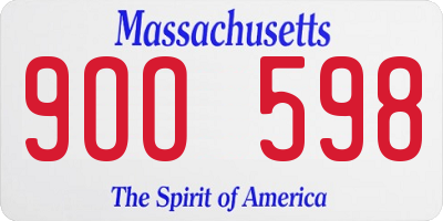 MA license plate 9OO598