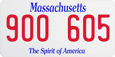 MA license plate 9OO605