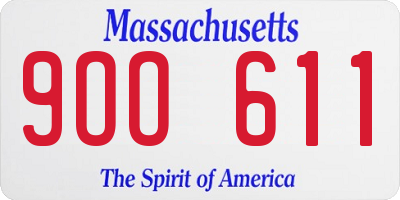 MA license plate 9OO611