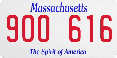 MA license plate 9OO616