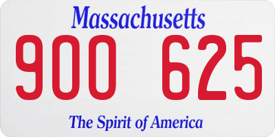 MA license plate 9OO625