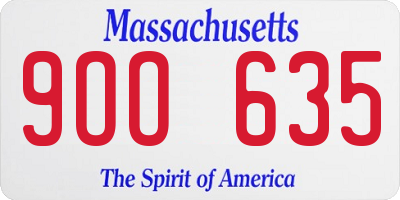 MA license plate 9OO635