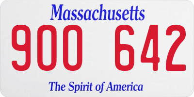 MA license plate 9OO642