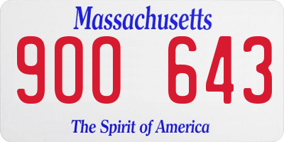 MA license plate 9OO643