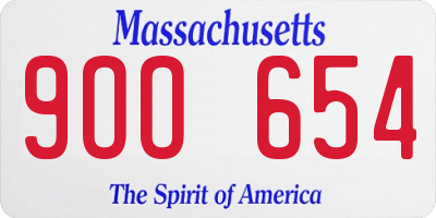 MA license plate 9OO654