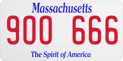 MA license plate 9OO666
