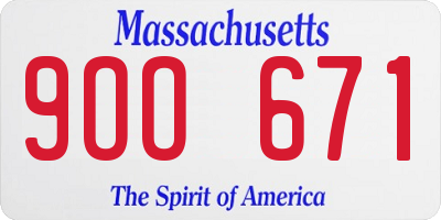 MA license plate 9OO671