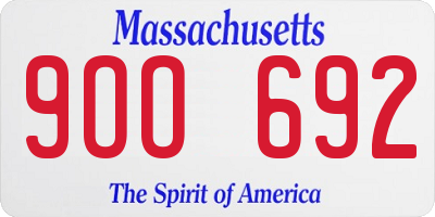 MA license plate 9OO692