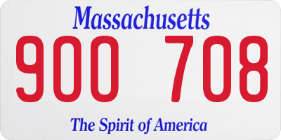 MA license plate 9OO708