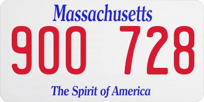 MA license plate 9OO728