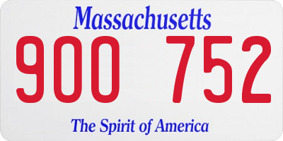 MA license plate 9OO752