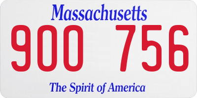 MA license plate 9OO756