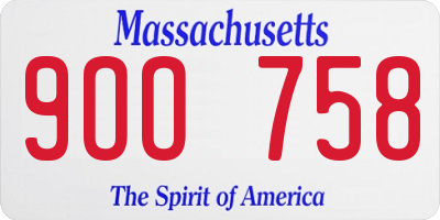 MA license plate 9OO758