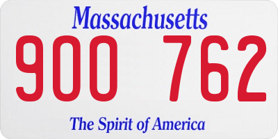 MA license plate 9OO762