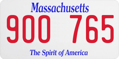 MA license plate 9OO765