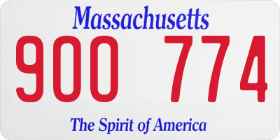 MA license plate 9OO774
