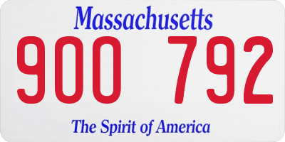 MA license plate 9OO792