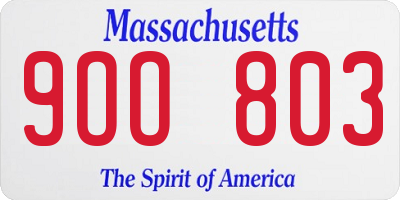 MA license plate 9OO803