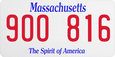 MA license plate 9OO816